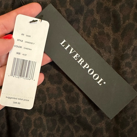 NWT Liverpool jeans Bia knit pencil skirt cheetah size 4/27 LM6023Z17 black fri - Picture 4 of 5